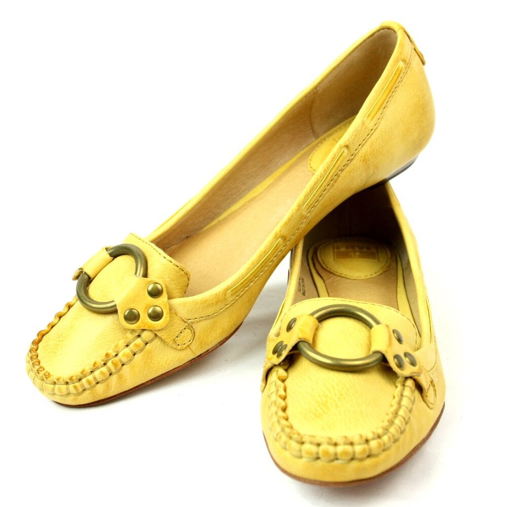 Frye Ruby Ring Yellow Leather Loafers Moccasins Slides Shoes Slip Ons 8 Casual
